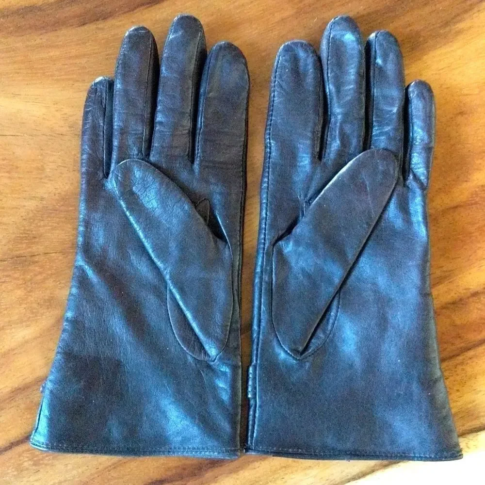 Nine West Butter Leather Gloves Espresso Color Size L